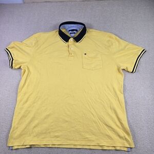 Tommy Hilfiger Polo Shirt Mens XL Yellow Custom Fit Short Sleeve Logo